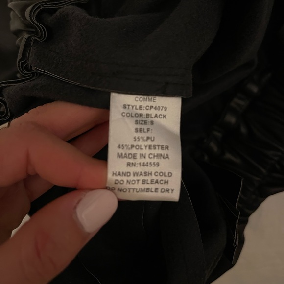 Black Leather Tie Shorts - Picture 3 of 3